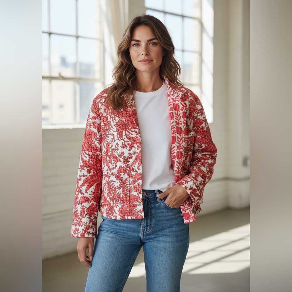 Kantha‎ Reversible Quilted Jacket Small-X-Large.